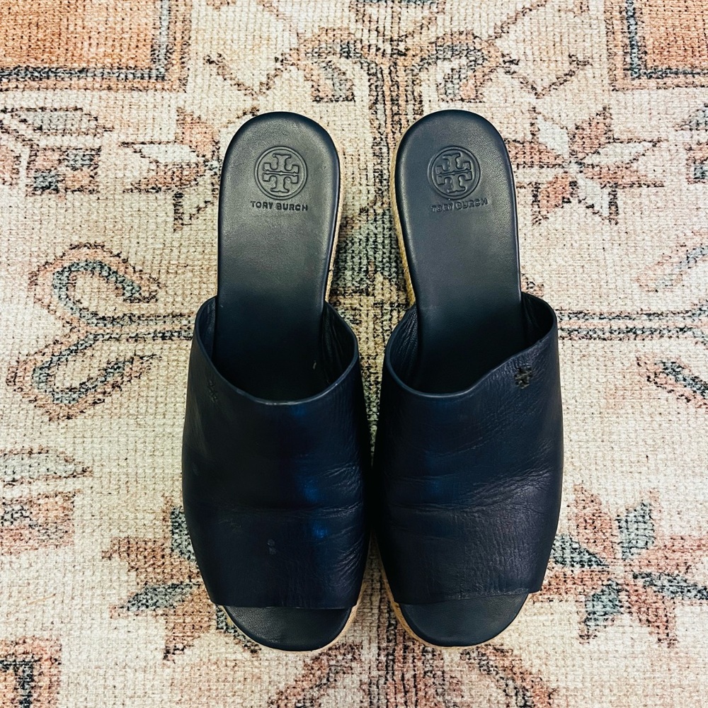 TORY BURCH Landon Espadrille Leather Wedge Sandal